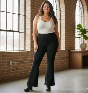 Universal Standard Hestia Flare Pant L 22/24 Black Peruvian Pima Cotton Comfort